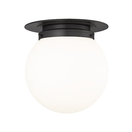 Z-Lite Calhoun Flush Mount, 1-Light, 13 In.W x 14 In.H, Matte Black/White Opal 7505F13-MB